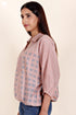 Cotton Silk Wrap Top In Block Print